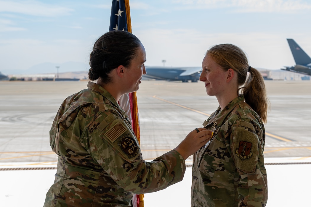 An Airman is awarded a medal