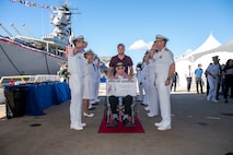 World War II Army Air Corps veteran Charles Braun is welcomed during a ceremony commemorating the 80th anniversary of the end of World War II in Pearl Harbor, Hawaii, Sept. 2, 2025.