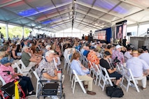 Military and civilian personnel gather in attendance for a ceremony commemorating the 80th anniversary of the end of World War II in Pearl Harbor, Hawaii, Sept. 2, 2025.