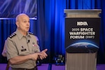 Lt. Gen. Tom James, U.S. Space Command deputy commander, spoke about the importance of space technology in military operations, emphasizing the need for the defense of space assets, particularly from China and Russia, at the Space Warfighting Forum (SWF) at the Doubletree hotel in Colorado Springs, Colorado, August 28, 2025. The SWF, co-hosted by the National Defense Industrial Association and USSPACECOM, convened Aug. 26-28 to discuss the future of space warfare, including visions, evolving requirements, and current and emerging capabilities. This year's theme, 
