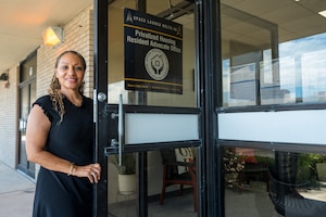 : Susan Alexander, privatized resident housing advocate for Space Launch Delta 45 poses in front of her office on Patrick Space Force Base, Florida, September 02, 2025. The PHRA is the key advisor to the SLD 45 leadership on housing issues related to safety, health, and security in privatized base housing.