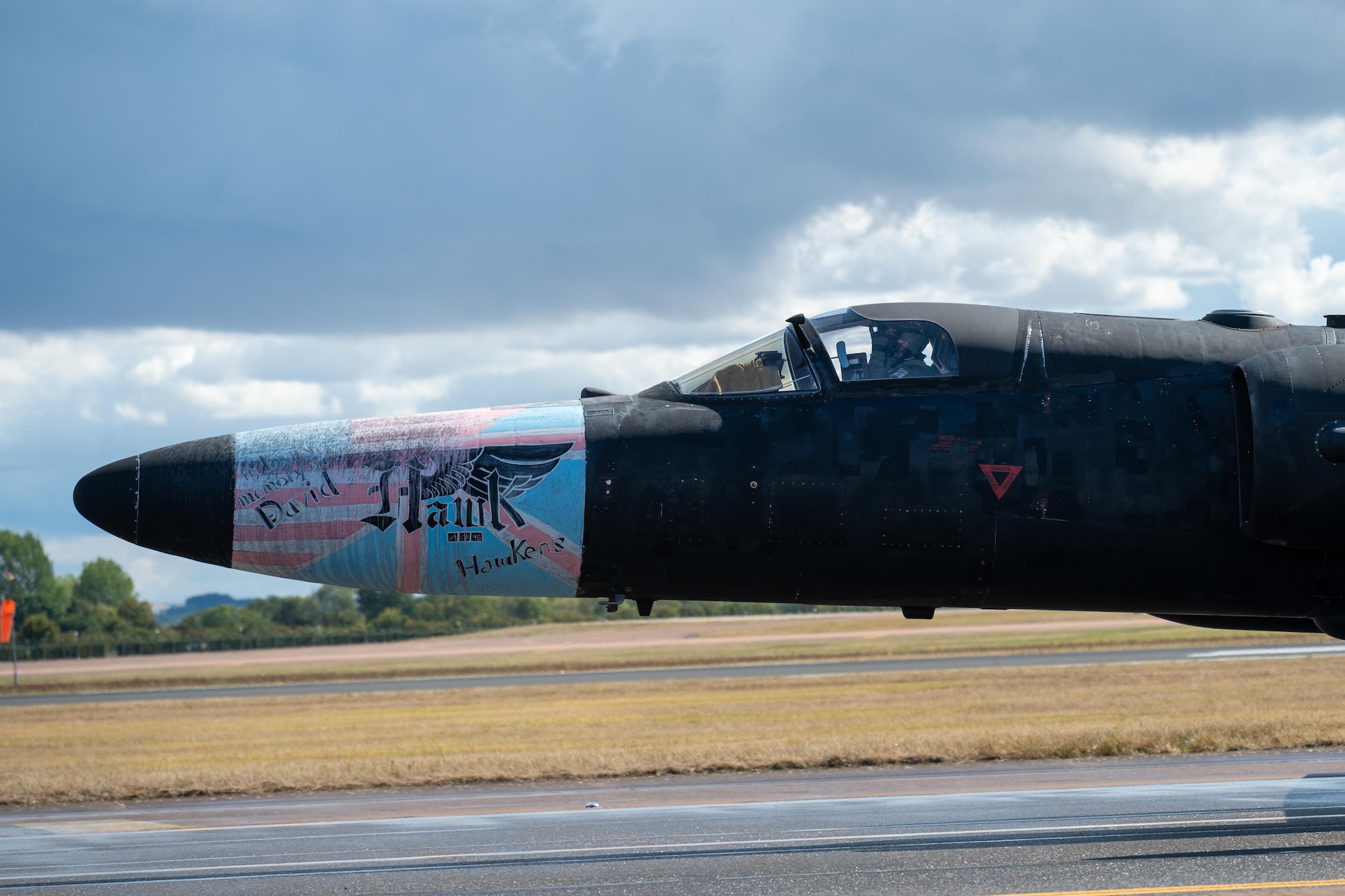 A U-2 Dragon Lady displays memorial nose art dedicated to Capt. David “Hawk” Hawkens