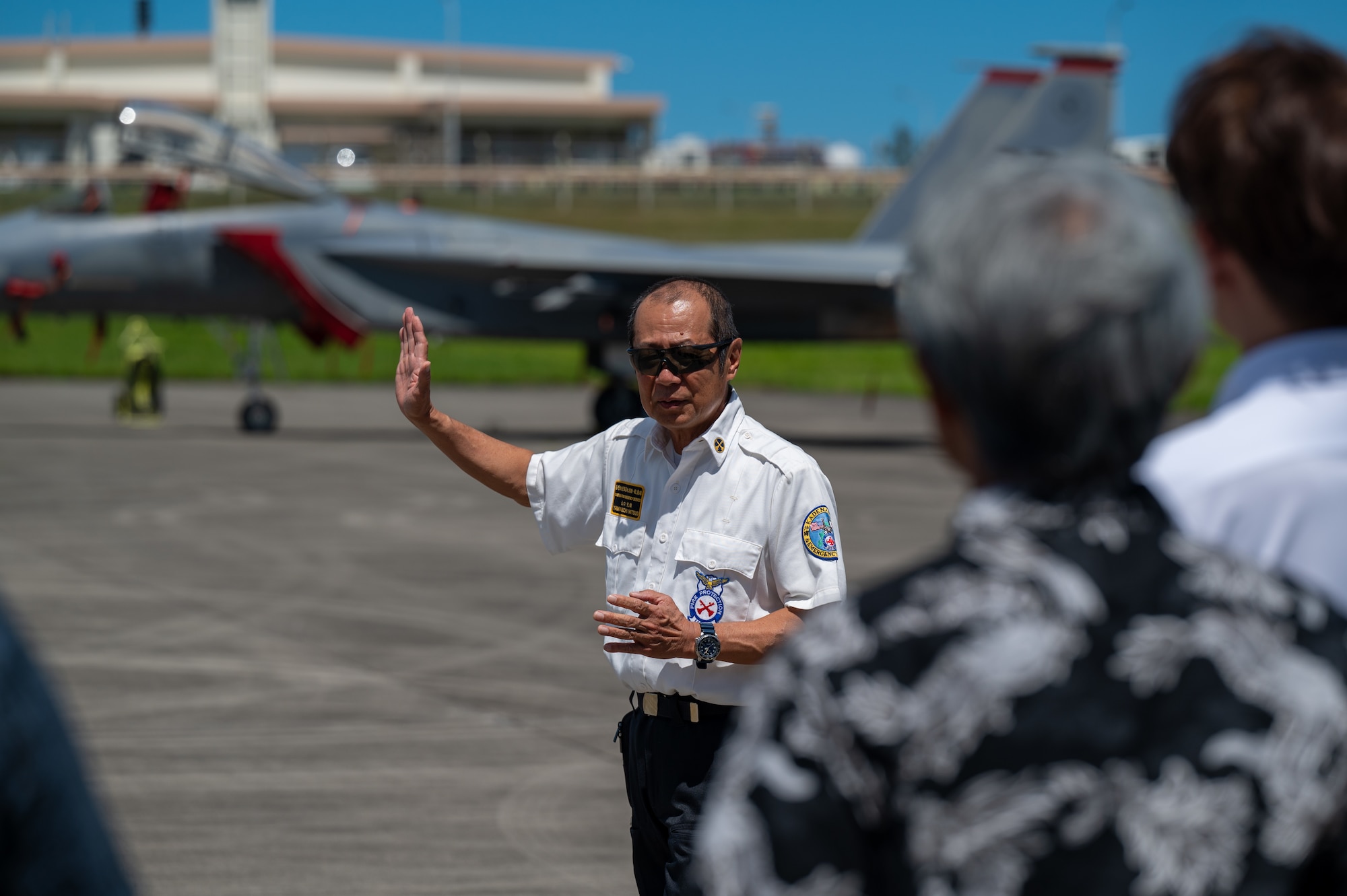 18 CES fire department lead instructor briefs Goverment of Japan officials on Kadena's fire emergency responses
