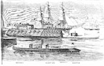 E.A. Stevens shown with U.S. Navy ironclads Monitor and New Ironsides. (Naval History & Heritage Command)