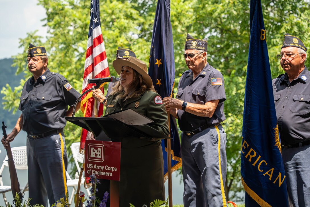 Crowds gathered at the overlook area at Brookville Lake in Brookville, Indiana, July 25, 2025, for a ceremony hosted by the U.S. Army Corps of Engineers Louisville District to celebrate the 50th anniversary of the lake’s dedication. For more than five decades, through the joint management of USACE and the Indiana Department of Natural Resources, Brookville Lake has served not only as a flood risk management project but also as a place of solitude and adventure for the surrounding community.
