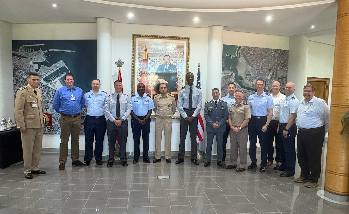 A group photo of Brig. Gen. Jacob Middleton and several senior Moroccan defense leaders.