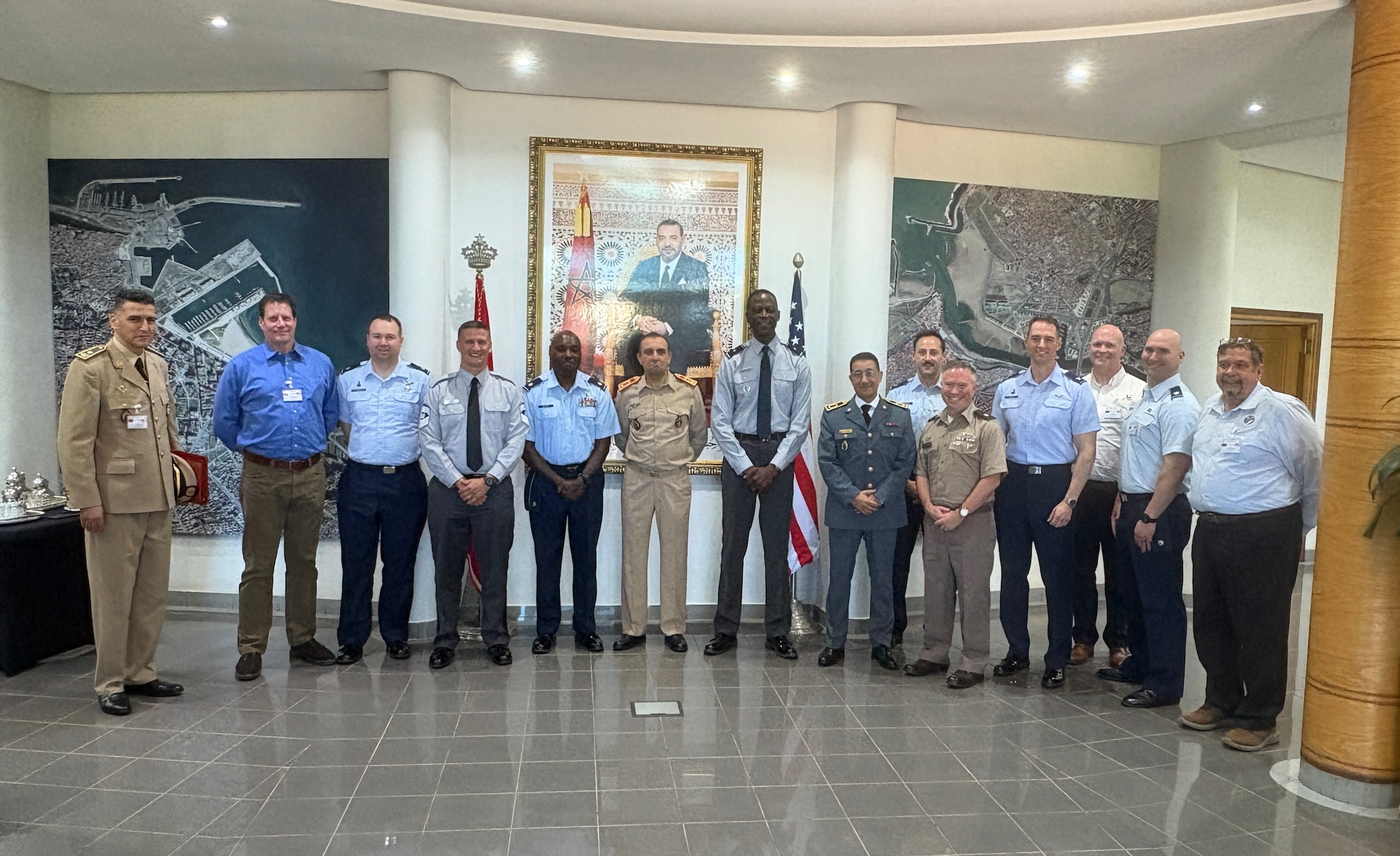 A group photo of Brig. Gen. Jacob Middleton and several senior Moroccan defense leaders.