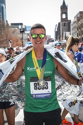 Terry Durham, area engineer for the Louisville VA Medical Center mega-project, also completed the Boston Marathon earlier this year. Durham also serves an officer in the Kentucky Army National Guard. (Courtesy photo)