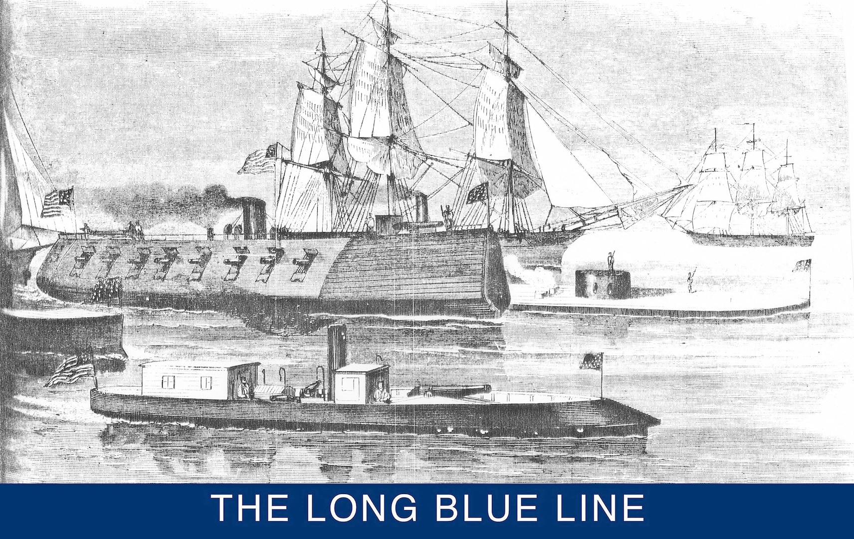 E.A. Stevens shown with U.S. Navy ironclads Monitor and New Ironsides. (Naval History & Heritage Command)