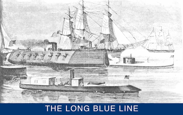 E.A. Stevens shown with U.S. Navy ironclads Monitor and New Ironsides. (Naval History & Heritage Command)