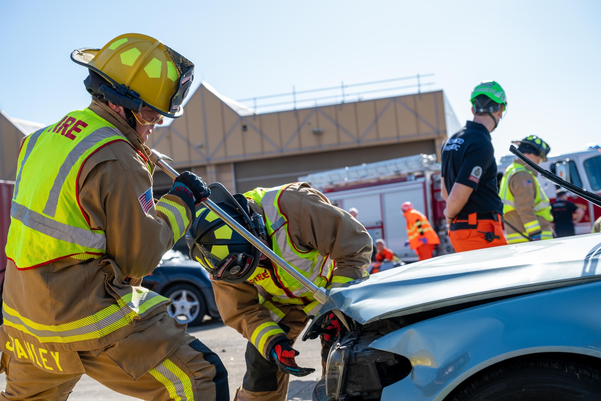 Firefighters practice vehicle extrication