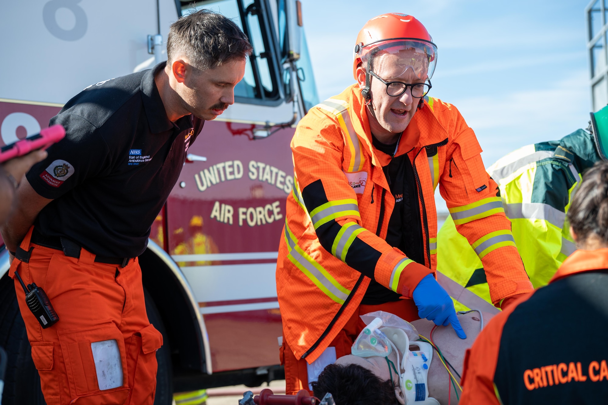 UK paramedics provide simulated medical care