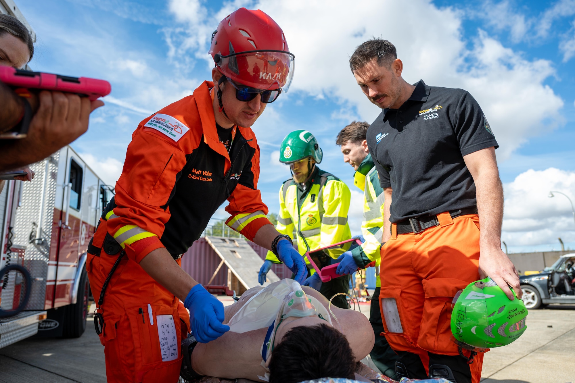UK doctors and paramedics treat a simulated casualty