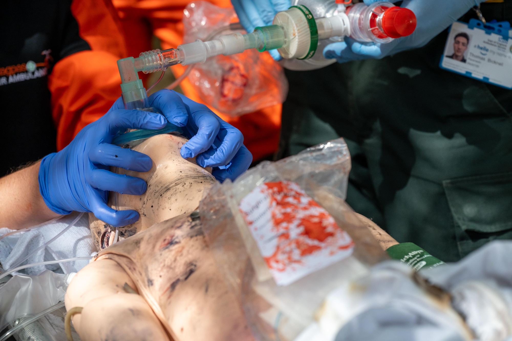 UK paramedics manage the airway of a training mannequin