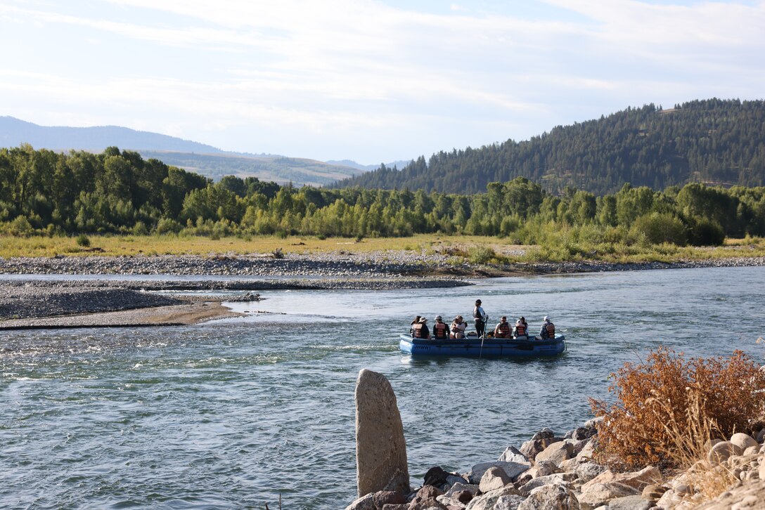 Rafters are shown on the Snake River along Jackson Levees, Aug. 21, 2025, highlighting the importance of flood prevention efforts to keep the river safe and accessible to local activities. More than 10,000 residents, along with homes, businesses, emergency facilities and farmland, are protected annually due to ongoing rehabilitation efforts on the Jackson Levees from the Walla Walla District, U.S. Army Corps of Engineers.