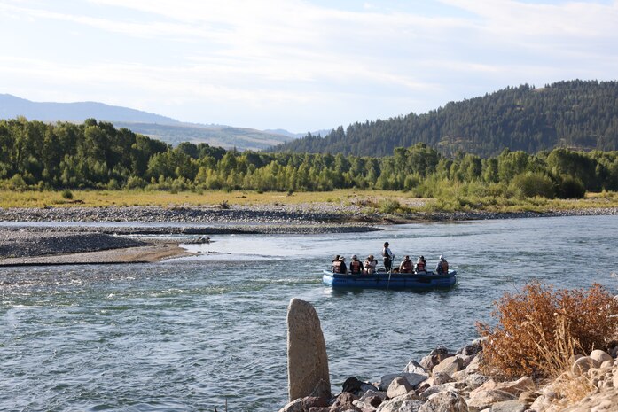 Rafters are shown on the Snake River along Jackson Levees, Aug. 21, 2025, highlighting the importance of flood prevention efforts to keep the river safe and accessible to local activities. More than 10,000 residents, along with homes, businesses, emergency facilities and farmland, are protected annually due to ongoing rehabilitation efforts on the Jackson Levees from the Walla Walla District, U.S. Army Corps of Engineers.
