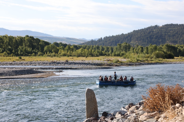 Rafters are shown on the Snake River along Jackson Levees, Aug. 21, 2025, highlighting the importance of flood prevention efforts to keep the river safe and accessible to local activities. More than 10,000 residents, along with homes, businesses, emergency facilities and farmland, are protected annually due to ongoing rehabilitation efforts on the Jackson Levees from the Walla Walla District, U.S. Army Corps of Engineers.