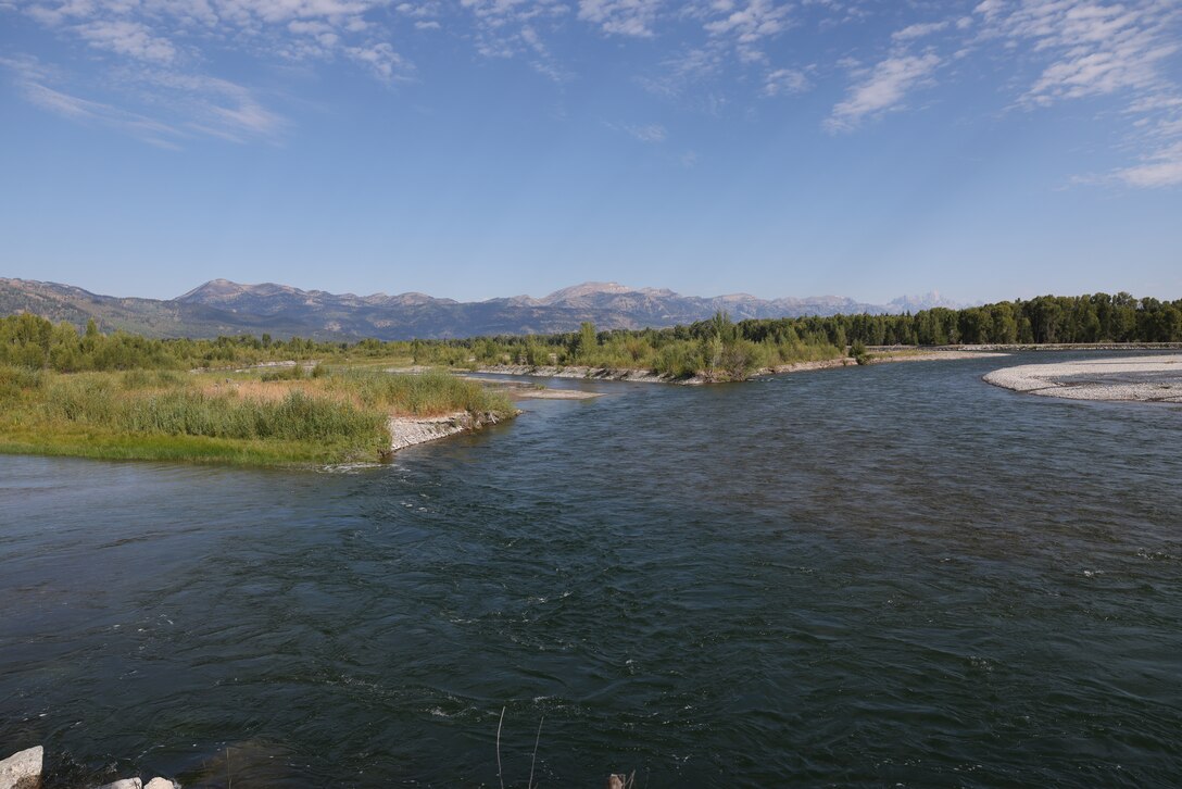 The Jackson Levees are shown, Aug. 21, 2025, just below the Teton Range where more than 10,000 residents, along with homes, businesses, emergency facilities and farmland, are protected annually due to ongoing efforts from the Walla Walla District, U.S. Army Corps of Engineers.