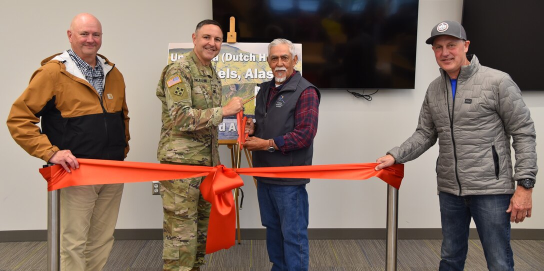 Col. Jeffrey Palazzini, district commander, attended the ribbon cutting ceremony for the Dutch Harbor Channels Project in the community of Unalaska on Sep. 2. He joined Vincent Tutiakoff, mayor of Unalaska, Bil Homka, city manager, and members of the City Council to celebrate the critical milestone at the harbor.