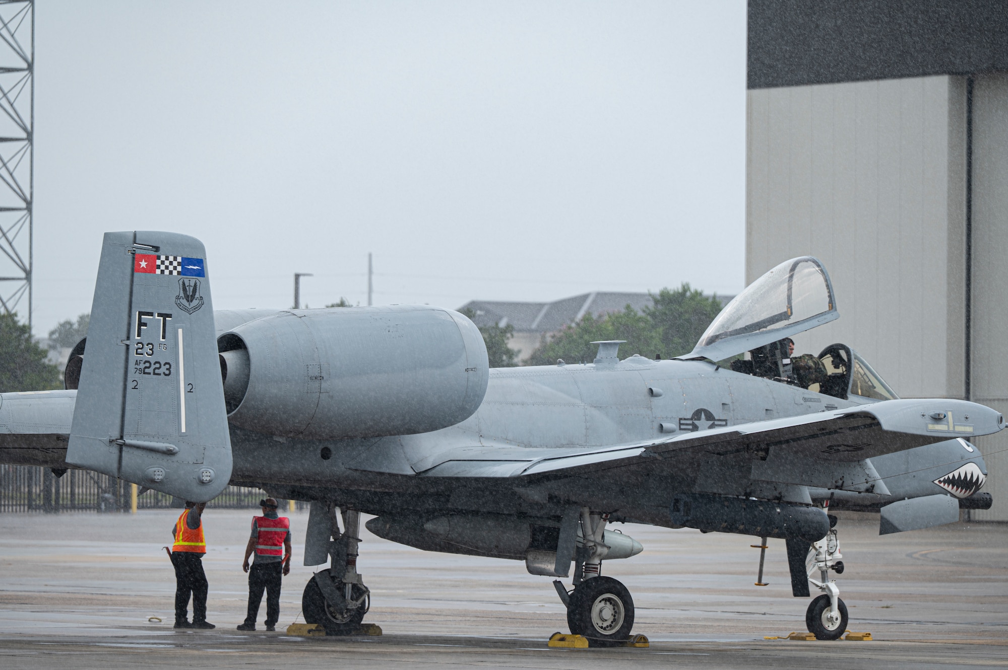 A military airplane stands on the Keesler airfield.