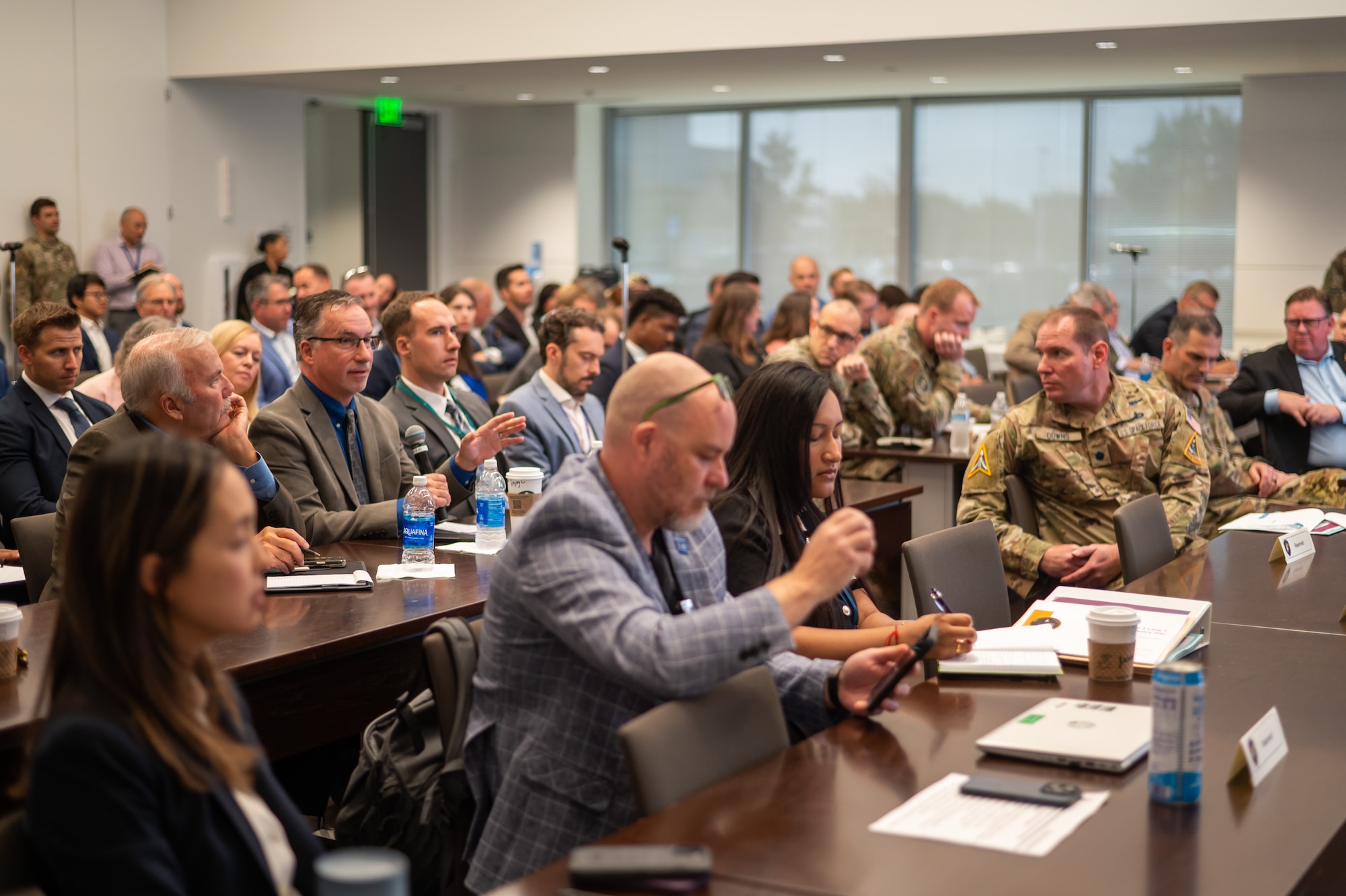 Representatives from 17 commercial space companies engage with Space Systems Command officials at a National Security Space Launch (NSSL) Industry Day on Aug. 19, 2025 in Los Angeles. The Industry Day event was designed as a planning opportunity for commercial space companies, prior to proposals to be sought for NSSL Phase 3 Lane 1 on-ramp opportunities at a later, to-be-determined date.