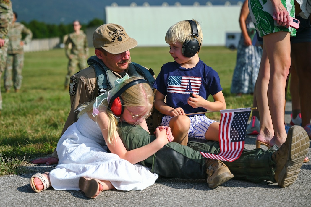 Airman with family