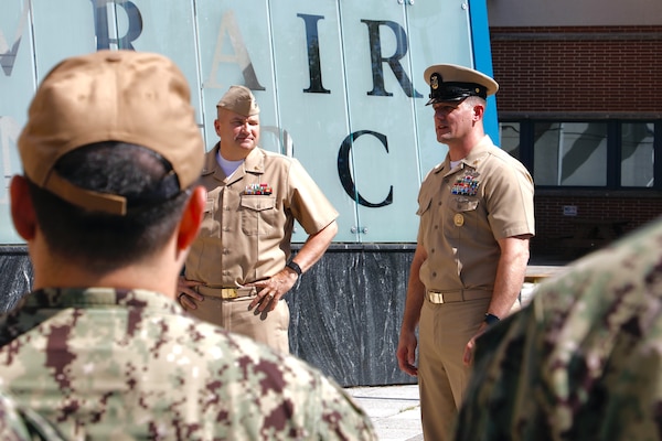SILVER SPRING, Md. (Sept. 3, 2025) Master Chief Hospital Corpsman Christopher Cariss provides remarks following a change of office ceremony. Cariss expressed his excitement regarding coming aboard as the new command master chief (CMC) of Naval Medical Research Command (NMRC). NMRC, headquarters of Navy Medicine Research & Development, is engaged in a broad spectrum of activity from basic science in the laboratory to field studies in austere and remote areas of the world to investigations in operational environments. In support of Navy, Marine Corps and joint U.S. warfighter health, readiness and lethality, researchers study infectious diseases, biological warfare detection and defense, combat casualty care, environmental health concerns, aerospace and undersea medicine, operational mission support and epidemiology. (U.S. Navy photo by Aleece Williams/Released)
