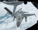 A Utah Air National Guard KC-135 Stratotanker refuels several Royal Thai Air Force F-16’s during an air refueling mission, while training the RTAF pilots how to perform in-air-refueling during Enduring Partners on Aug. 20, 2025 at Korat Royal Thai Air Force Base, Thailand.
