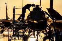 Airman working on F-16