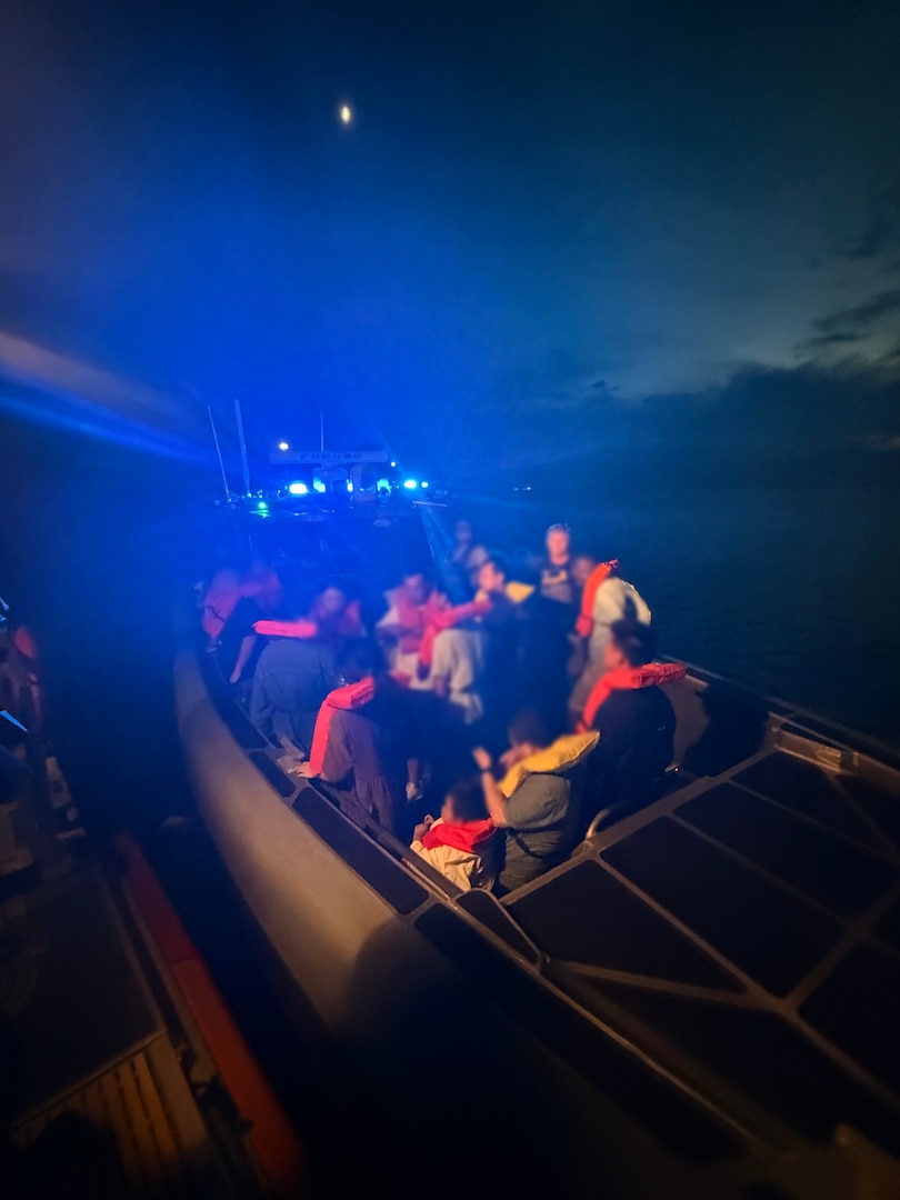U.S. Coast Guard Cutter Winslow Griesser’s crew transferred 27 aliens to The Bahamas, Wednesday. Customs and Border Protection Air and Marine law enforcement crews notified Sector Miami command center watchstanders, Saturday, of an interdiction approximately 10 miles east of Fort Pierce Inlet. (U.S. Coast Guard photo)