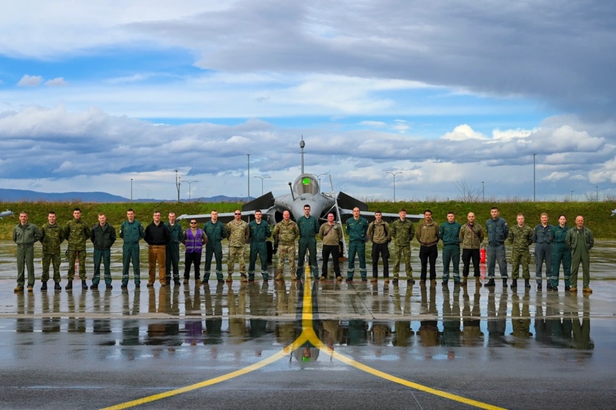 U.S. Airmen assigned to the 510th Fighter Generation Squadron and members of the Croatian air force assigned to the 191st Fighter Squadron pose for a group photo at 91st Air Base Pleso, Croatia, March 13, 2025. Today’s global environment requires the ability to rapidly deploy and sustain operations from great distances. Through collaborative work with Allies, the U.S. provides forces with the resources and infrastructure necessary to combat current and future threats. (U.S. Air Force photo by Senior Airman Jenna A. Bond)
