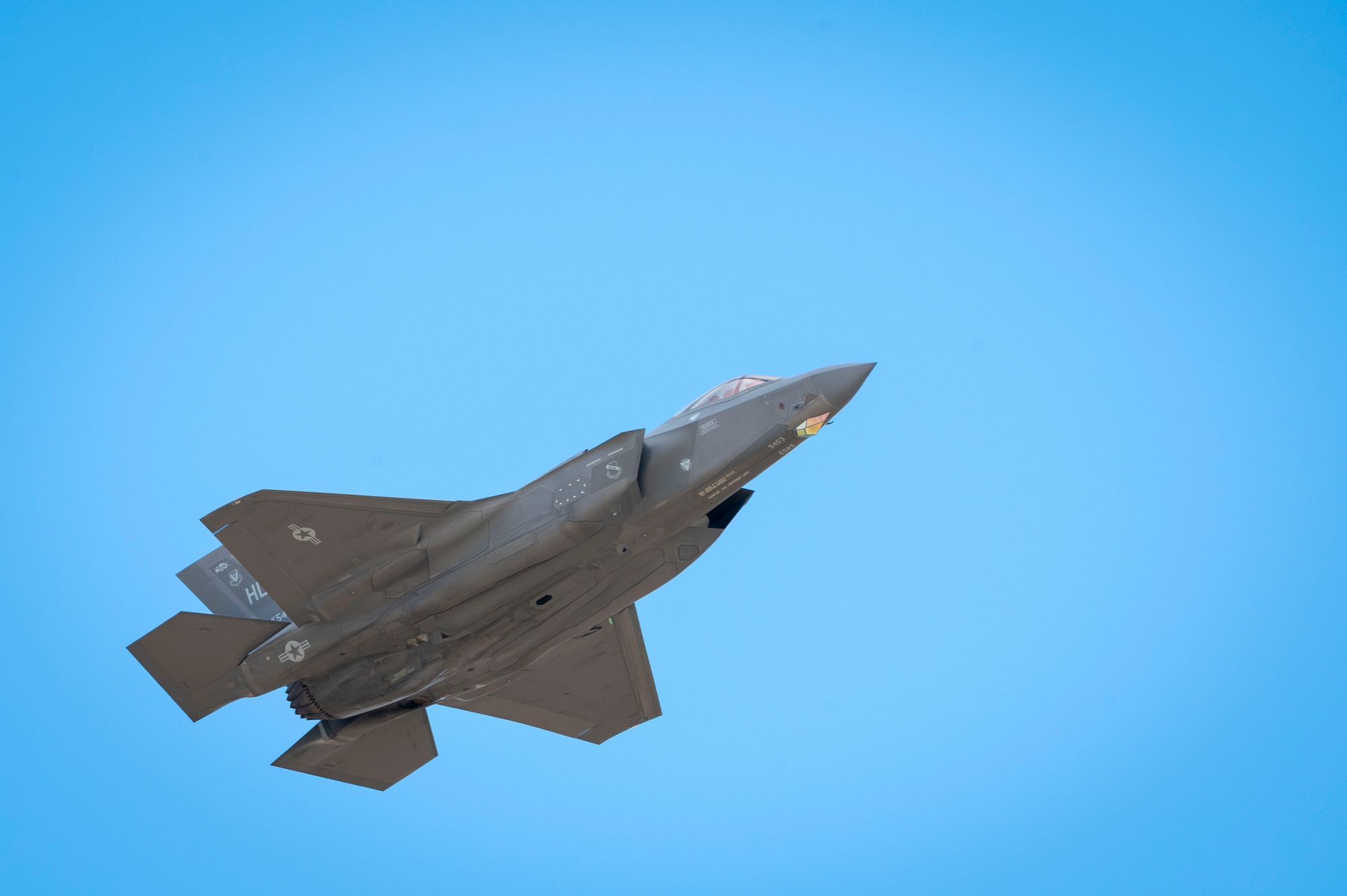 An F-35A Lightning II, assigned to Hill Air Force Base, Utah, takes off. (U.S. Air Force photo by Anthony Pham)