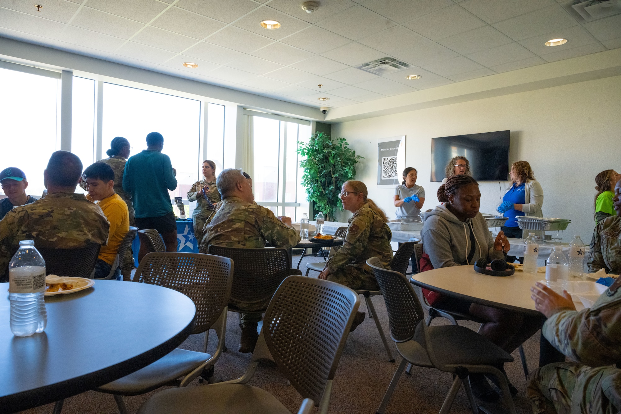 Team Minot held its monthly dorm dinner at Minot Air Force Base, North Dakota, Sep. 5, 2025. The event, facilitated by the Chaplain Corps and Minot Spouses Club, offers Airmen an opportunity to build community, enjoy fellowship and receive a complimentary dinner in a relaxed setting.