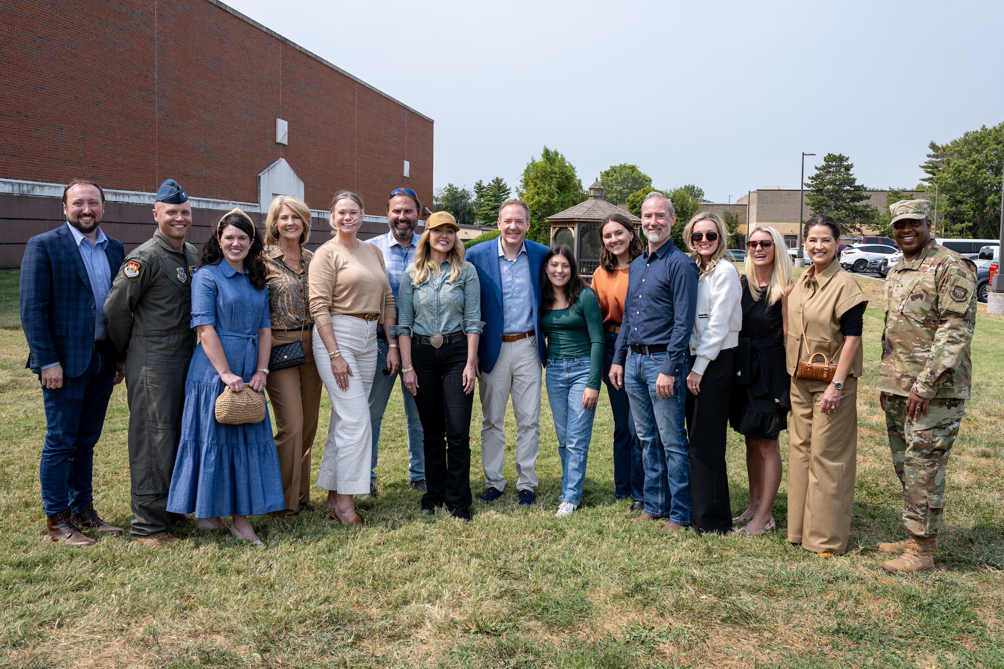 Members from the Environmental Protection Agency, Frey Farms, and 375th Air Mobility Wing, gather for a photo