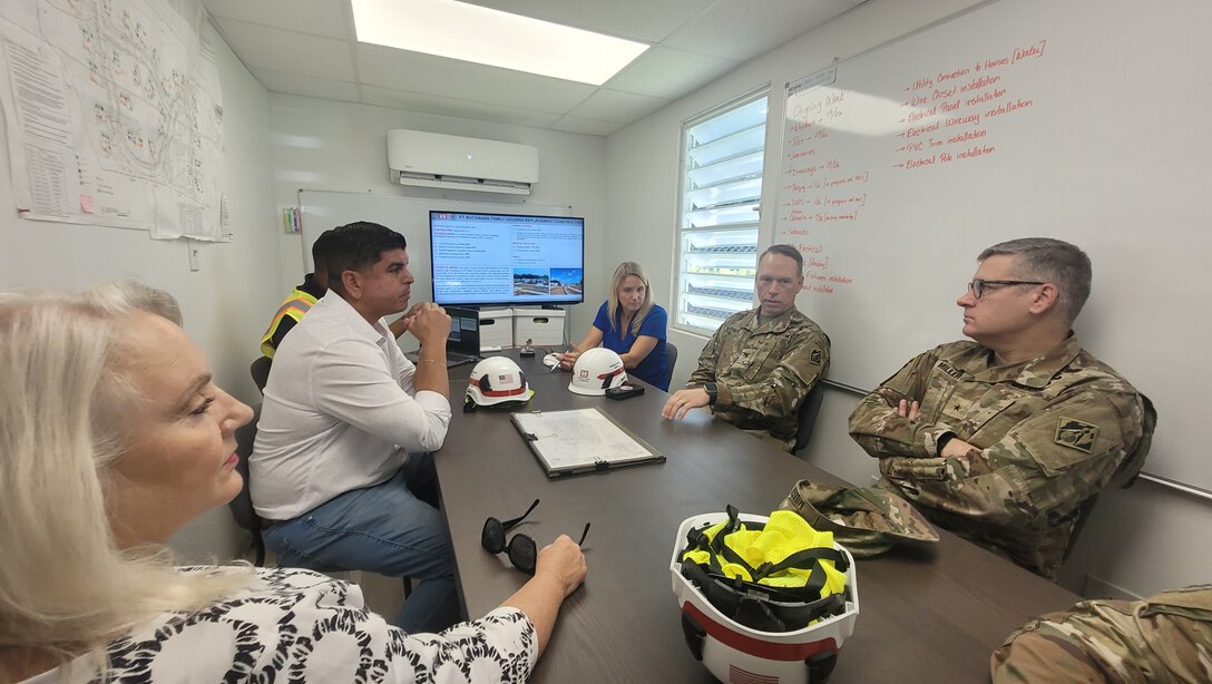 Brig. Gen. Zachary L. Miller, USACE South Atlantic Division Commanding General a tour of the construction site and almost completed new Fort Buchanan military housing.
