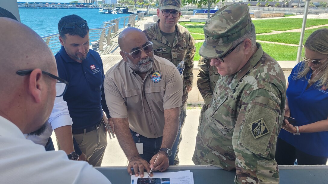ed Brig. Gen. Zachary L. Miller, USACE South Atlantic Division Commanding General an onsite brief of the already completed San Juan Harbor Project