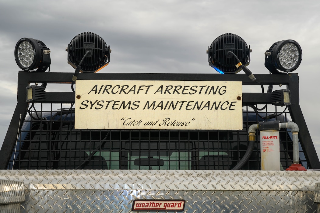 An Aircraft Arresting Systems Maintenance truck is parked prior to a system test at Eielson Air Force Base, Alaska, May 29, 2025.