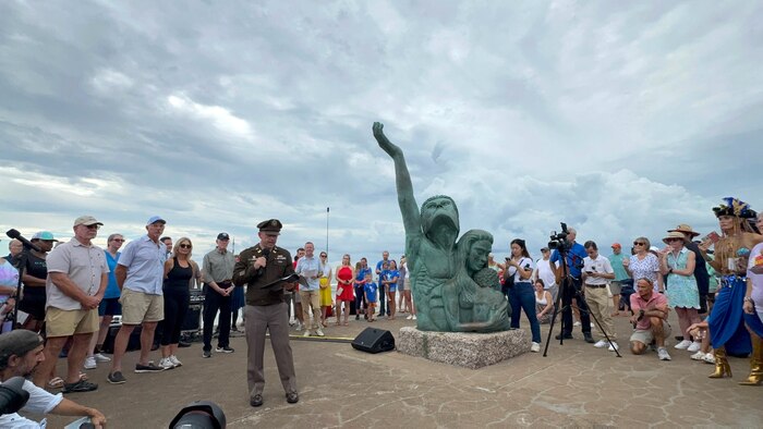 U.S. Army Corps of Engineers (USACE) Galveston District (SWG) Commander Col. David Dake [center] speaks to a crowd gathered at the Galveston Seawall during an event commemorating the 125th anniversary of the Great Galveston Hurricane of 1900, September 6, 2025.

Dake made his remarks standing next to the Great Storm Statue, a 10-foot bronze statue made in honor of those who died during the 1900 storm.

Guinness World Records also joined the festivities to bestow the honor of “longest walkway in the world” to Galveston’s seawall, ensuring its place in the record books.