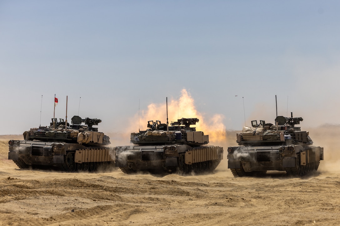 U.S. Army soldiers assigned to 3-278 Armored Cavalry Regiment, Task Force Reaper, fire the 120mm cannon on a M1A2 SEPv3 Abrams tank during live fire training for exercise BRIGHT STAR 25 at Mohamed Naguib Military Base (MNMB), Egypt, Sep. 2, 2025. BRIGHT STAR 25 showcases our unified resolve and ability to respond to evolving challenges together. Strong defense partnerships like BRIGHT STAR build lasting capacity, improve interoperability, and send a clear message of deterrence to those who threaten (our partners) and regional peace and stability. (U.S. Army Photo by Joseph Kumzak)