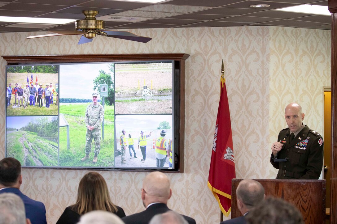This presidentially appointed Mississippi River Commission (MRC) holds a low-water and a high-water inspection trip along the Mississippi River each year aboard the Motor Vessel Mississippi. 

The Memphis District Commander, Col. John L. Morrow delivered remarks to commission members and meeting attendees for the first time, Aug. 18. Remarks covered district projects and programs specific to the Memphis District. Morrow also provided remarks at the Aug. 19 and 20 hearings later in the week. 

MRC trips serve several key purposes, one being to provide a forum for commission members to engage with the public, partners, and other key stakeholders on river- and navigation-related issues, challenges, and opportunities. These trips are crucial for ensuring the public's voice is heard by USACE leadership as it is later used to shape decisions affecting the Mississippi River and surrounding areas. 

The information and perspectives shared during the public hearings are invaluable to the MRC and the Corps for making informed decisions regarding the nation's water resources.