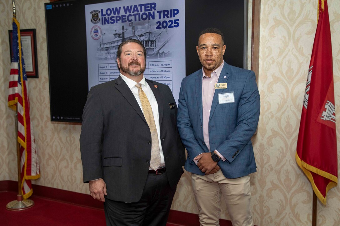 This presidentially appointed Mississippi River Commission (MRC) holds a low-water and a high-water inspection trip along the Mississippi River each year aboard the Motor Vessel Mississippi. 

The Memphis District Commander, Col. John L. Morrow delivered remarks to commission members and meeting attendees for the first time, Aug. 18. Remarks covered district projects and programs specific to the Memphis District. Morrow also provided remarks at the Aug. 19 and 20 hearings later in the week. 

MRC trips serve several key purposes, one being to provide a forum for commission members to engage with the public, partners, and other key stakeholders on river- and navigation-related issues, challenges, and opportunities. These trips are crucial for ensuring the public's voice is heard by USACE leadership as it is later used to shape decisions affecting the Mississippi River and surrounding areas. 

The information and perspectives shared during the public hearings are invaluable to the MRC and the Corps for making informed decisions regarding the nation's water resources.