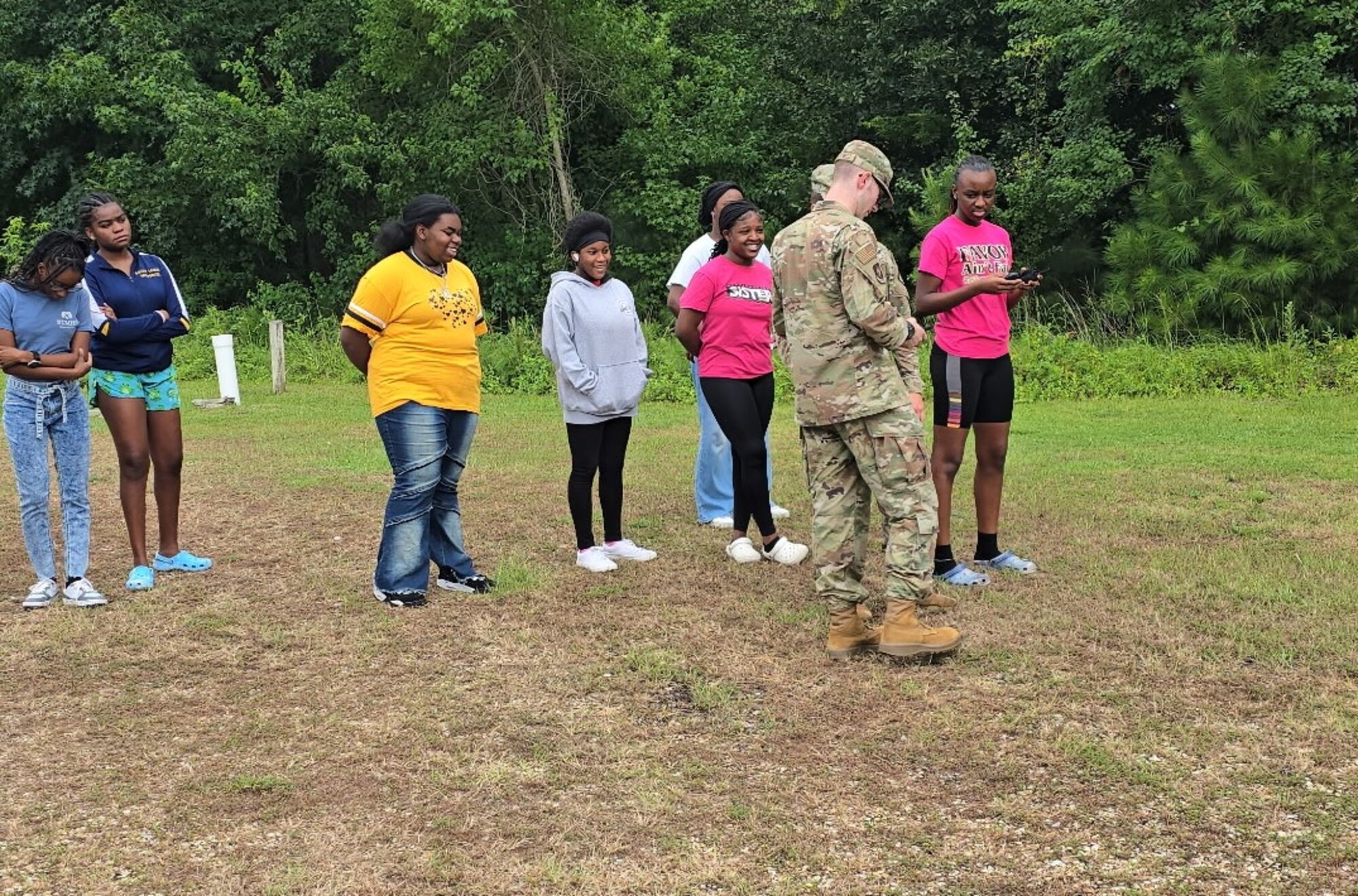 A1C Bania and Rymszewicz leading a drone workshop duringCamp KARATer