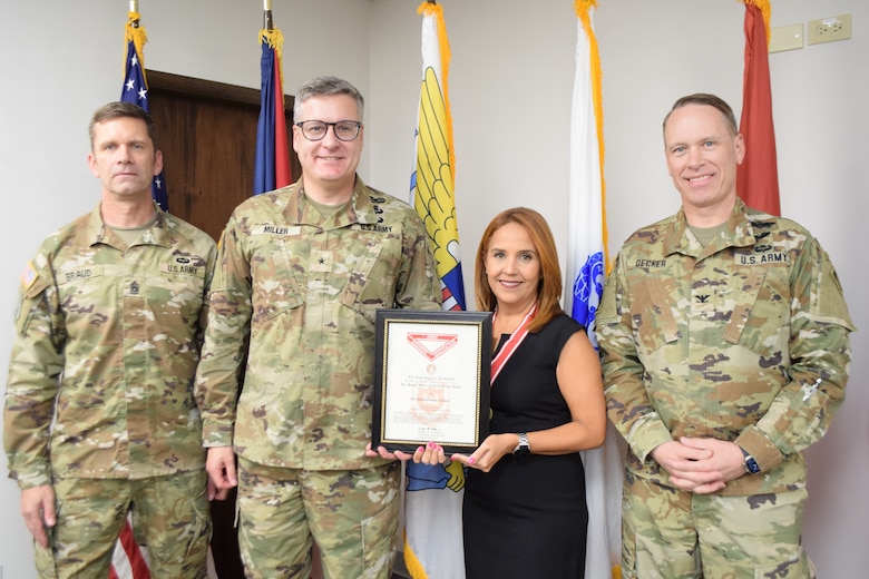 Brig. Gen. Miller presents the distinguish U.S. ARMY ENGINEER ASSOCIATION BRONZE ORDER OF THE DE FLEURY MEDAL