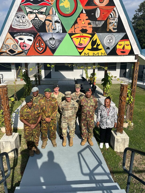 Senior leaders from the Papua New Guinea Defence Force and U.S. Army Pacific pose for a group photo following Army-to-Army Staff Talks at Murray Barracks in Port Moresby, Papua New Guinea, on Sept. 2, 2025. The historic meeting focused on strengthening bilateral defense cooperation and enhancing interoperability between the two nations’ land forces.
