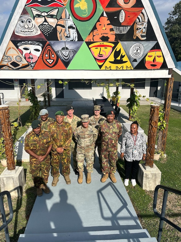 Senior leaders from the Papua New Guinea Defence Force and U.S. Army Pacific pose for a group photo following Army-to-Army Staff Talks at Murray Barracks in Port Moresby, Papua New Guinea, on Sept. 2, 2025. The historic meeting focused on strengthening bilateral defense cooperation and enhancing interoperability between the two nations’ land forces.