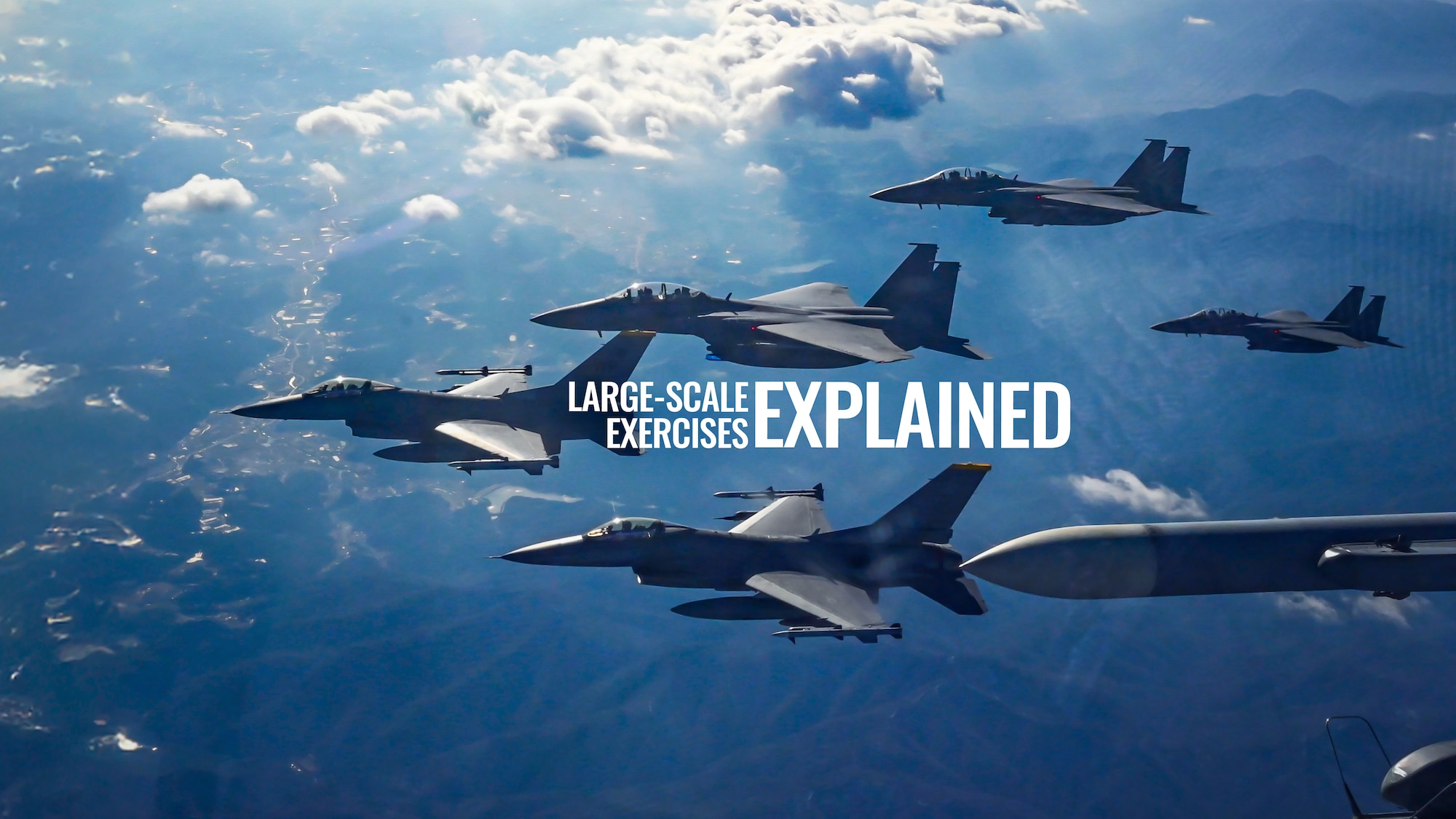 Photo of jets flying in formation during an exercise.