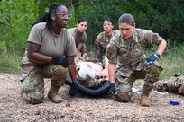 433rd Medical Group Reserve Airmen participated in a mass-casualty response training event Sep. 6, 2025, at Camp Bramble, located on Joint Base San Antonio-Lackland, Texas.