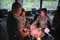 433rd Medical Group Reserve Airmen participate in a mass-casualty response training event Sep. 6, 2025, at Camp Bramble, located on Joint Base San Antonio-Lackland, Texas.