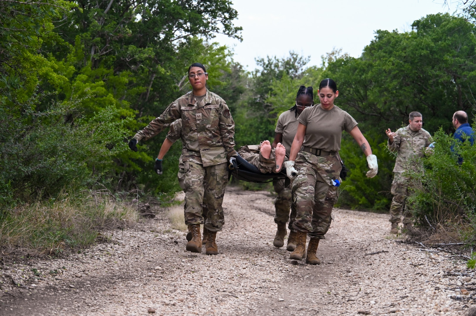 433rd Medical Group Reserve Airmen participate in a mass-casualty response training event Sep. 6, 2025, at Camp Bramble, located on Joint Base San Antonio-Lackland, Texas.