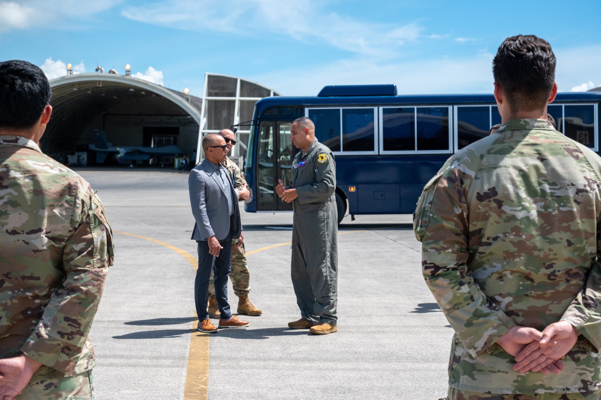 people talk to each other during base tour